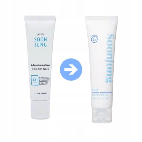 Etude House | Soon Jung 2x Barrier Intensive Cream | Koreański Krem Regenerujący do Twarzy - 60ml