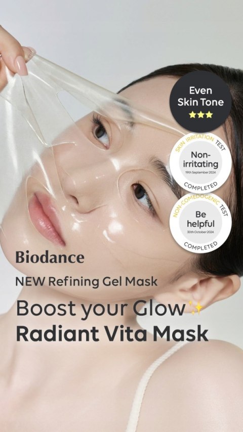 Biodance | Radiant Vita Niacinamide Real Deep Mask | Maska Hydrożelowa Niacynamid i Witaminy Głęboko Nawilżająca - 1szt/34g