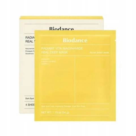Biodance | Radiant Vita Niacinamide Real Deep Mask | Maska Hydrożelowa Niacynamid i Witaminy Głęboko Nawilżająca - 1szt/34g