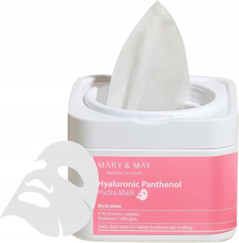 Mary&May | Hyaluronic Panthenol Hydra Mask | Koreańska Maska do Twarzy Nawilżająca - 30szt
