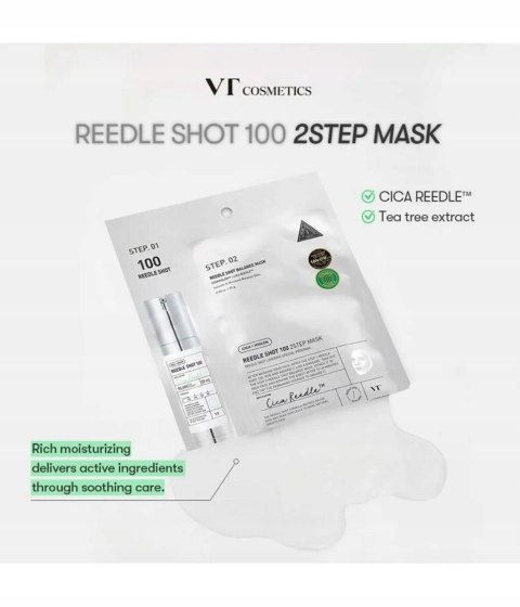 VT Cosmetics | Reedle Shot 100 2Step Mask | Maska w Płachcie Booster Mikroigłowy 2-Step Lifting - 1,5g+25g