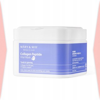 Mary&May | Collagen Peptide Vital Mask | Zestaw Masek w Płachcie Kolagen Peptydy Ujędrnienie Twarzy - 30szt