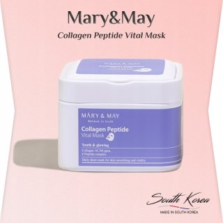Mary&May | Collagen Peptide Vital Mask | Zestaw Masek w Płachcie Kolagen Peptydy Ujędrnienie Twarzy - 30szt