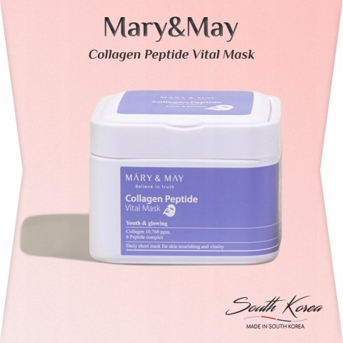 Mary&May | Collagen Peptide Vital Mask | Zestaw Masek w Płachcie Kolagen Peptydy Ujędrnienie Twarzy - 30szt