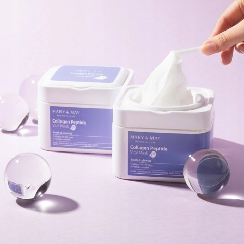 Mary&May | Collagen Peptide Vital Mask | Zestaw Masek w Płachcie Kolagen Peptydy Ujędrnienie Twarzy - 30szt