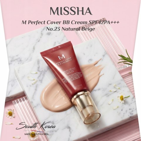 Missha | M Perfect Cover BB Cream SPF42 | Koreański Kryjący Krem BB - 23 Natural Beige 50ml