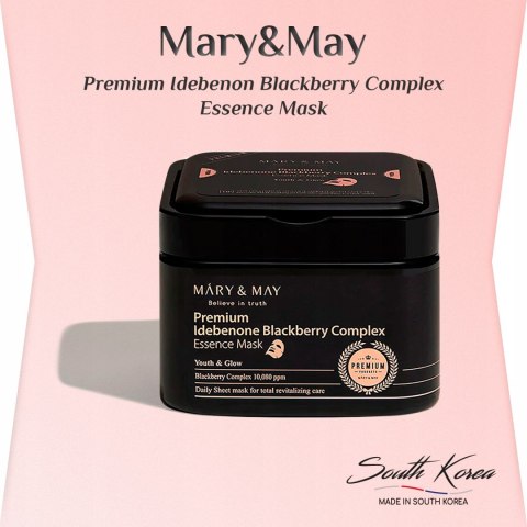 Mary&May | Idebenone Blackberry Complex Mask | Koreańskie Maski w Płachcie Ujędrniające - 20szt