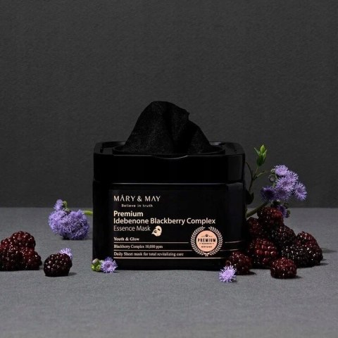 Mary&May | Idebenone Blackberry Complex Mask | Koreańskie Maski w Płachcie Ujędrniające - 20szt