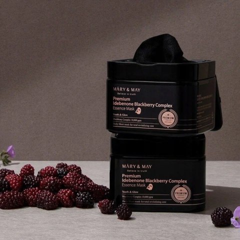 Mary&May | Idebenone Blackberry Complex Mask | Koreańskie Maski w Płachcie Ujędrniające - 20szt