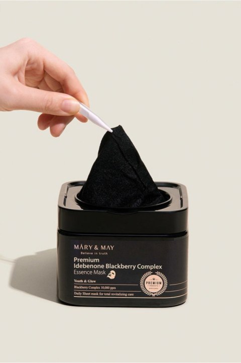 Mary&May | Idebenone Blackberry Complex Mask | Koreańskie Maski w Płachcie Ujędrniające - 20szt