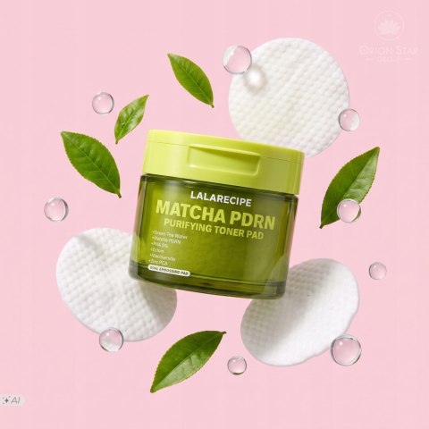 LalaRecipe | Matcha PDRN Purifying Toner Pad | Koreańskie Płatki Tonizujące do Twarzy Oczyszczające - 70szt